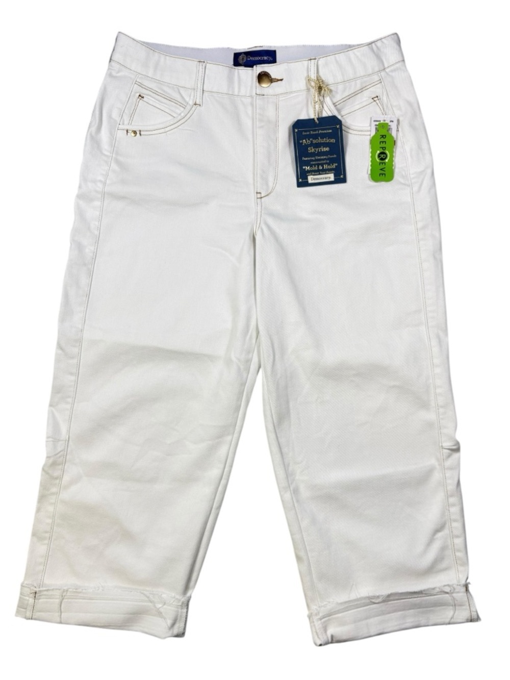 NWT Democracy White AB solution Skyrise Wide Leg Cropped  Jeans